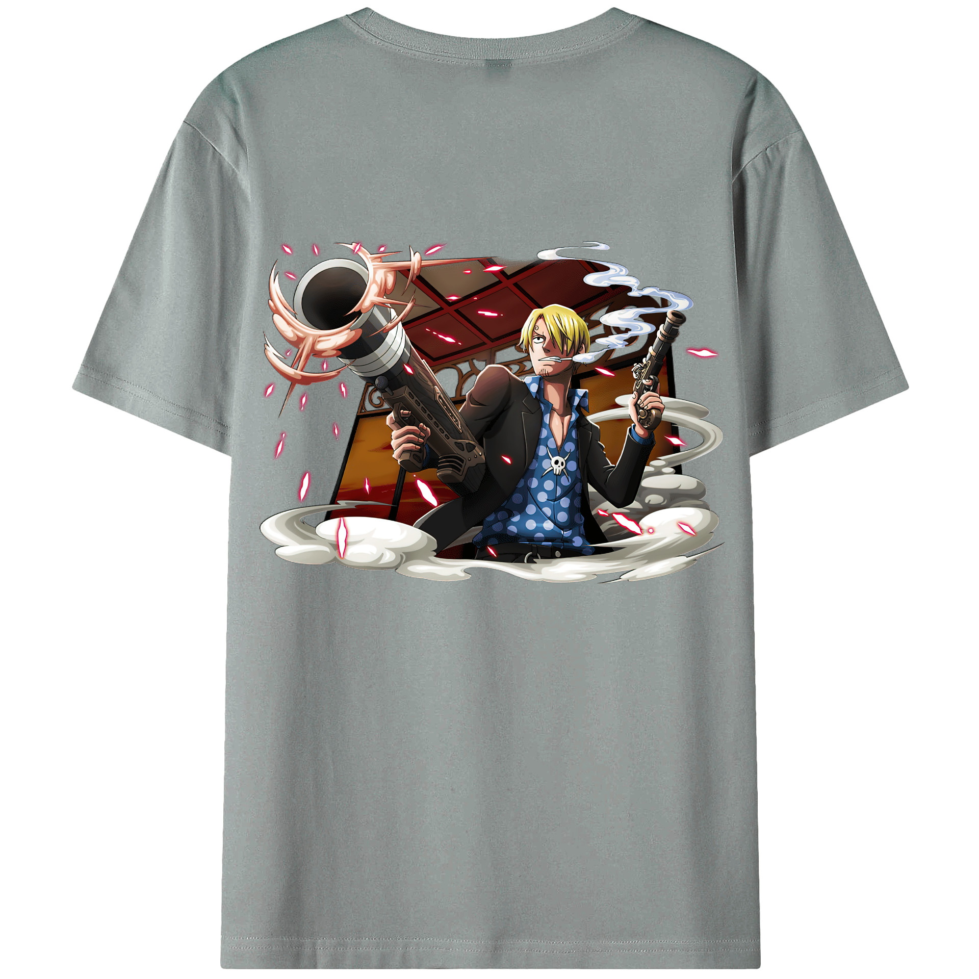 （画像用） ワンピース サンジ ONE PIECE Sanji 綿100％ メンズ半袖Tシャツ（バックプリント） 通気性
